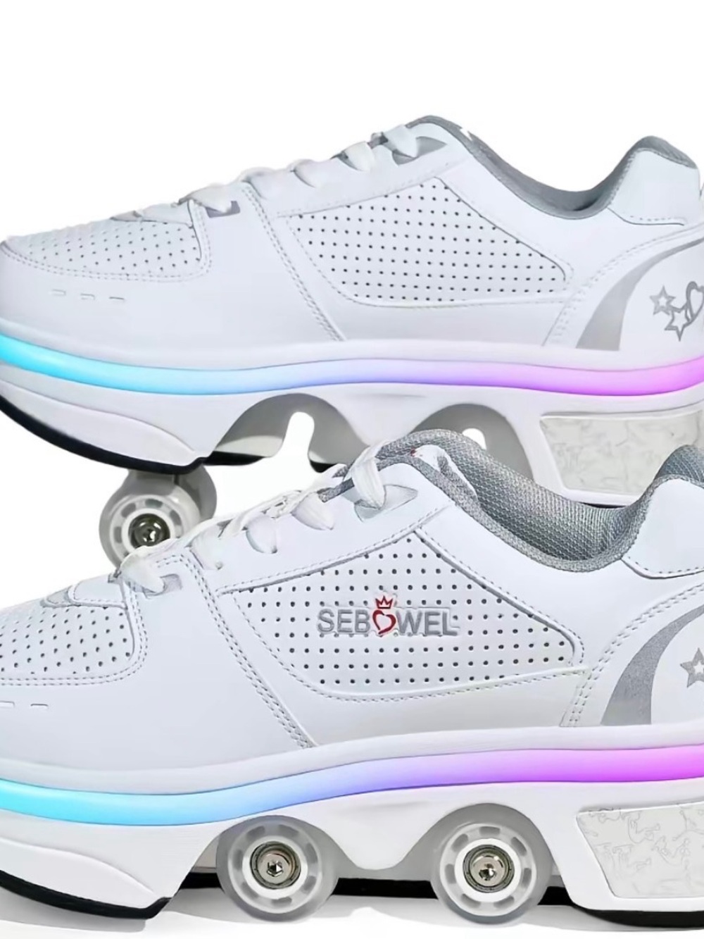 White LED Roller Skate Sneakers - Women's